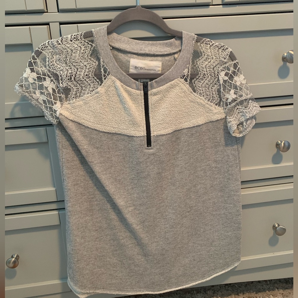 Sweatshirt material short sleeve top